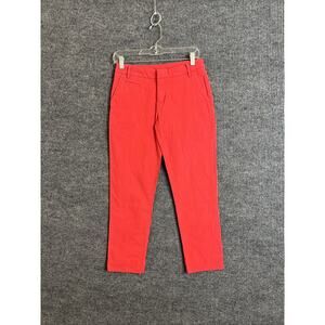 Patagonia Womens Chino Pants Size 2 Red Flat Front Cotton Stretch Preppy